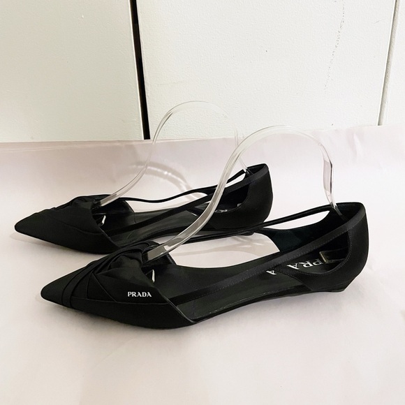 Like New PRADA Rose Satin Cut Out Ballerina Flats - Picture 8 of 12